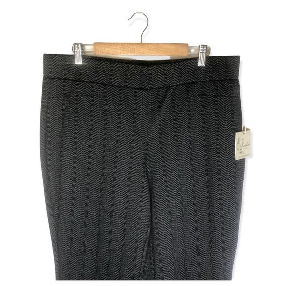 Caffe Marrakesh NWT Straight Leg Ponte Trouser 2X Grey Herringbone Print Stretch - Picture 2 of 11